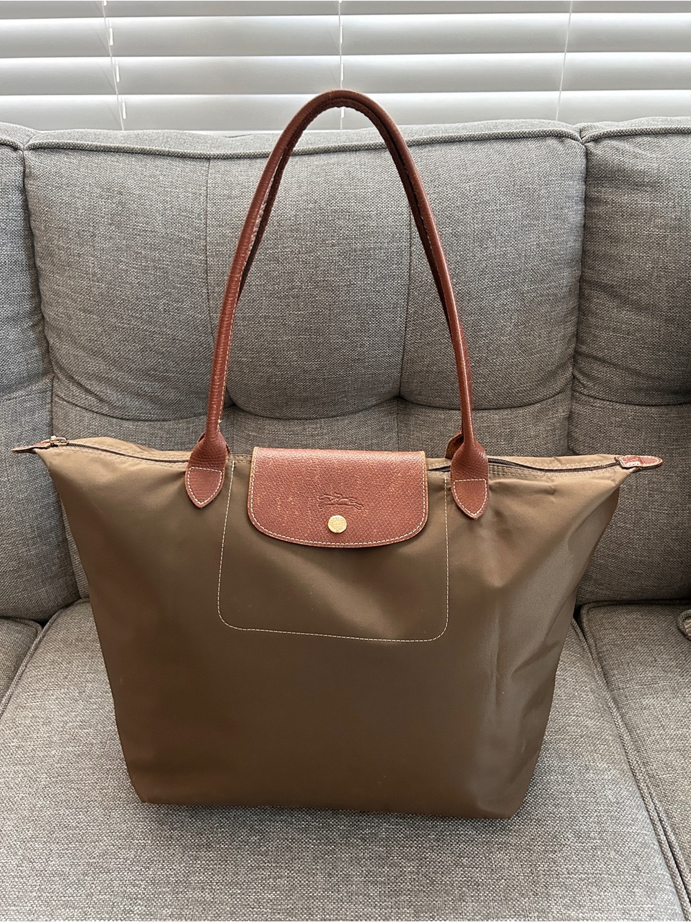 Longchamp Brown and Tan Le Pliage Nylon Tote